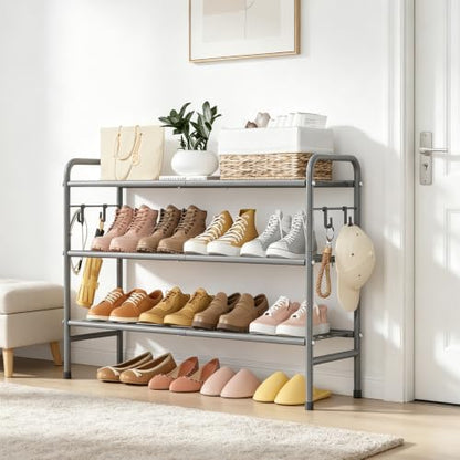 VILICK Metal Shoe Rack for Closet 33" Wide Shoe Organizer for Entryway - color: Grey