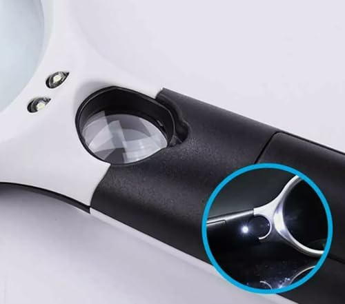 New 45x Handheld Magnifying Glass Reading Lens 3 LED Light Jewelry Loupe