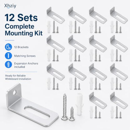 12 Sets White Board Hanging Kit with L-Shaped Mounting Brackets
