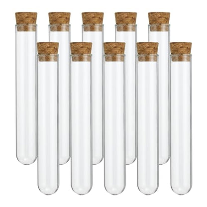 PATIKIL 10ml Test Tubes, 25pcs 3.94x0.63in Glass Clear Round Bottom Test Tube Containers with Stopper for Bead Party Candy Bath Salt Storage Scientific Experiment Plant Propagation - size: 10ml