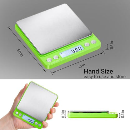 Fuzion Digital Scale .01 Gram Accuracy, 500g Small Kitchen Food Scales - color: Green