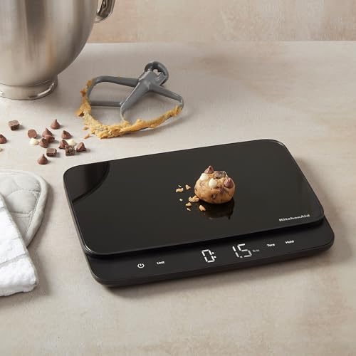 KitchenAid KQ917 High Capacity Glass Surface Digital Kitchen and Food Scale, 30 Pound Capacity and Precision, Grams, Ounces, Pounds, Fluid Ounces & Milliliters, LED, Tare Function, Black - color: Black