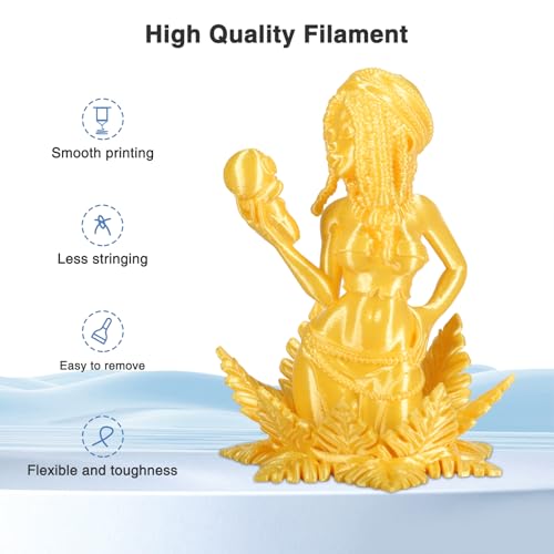 Bright Gold Silk PLA Filament 1.75mm, High Speed PLA 1kg(2.2lbs) - color: Bright Gold