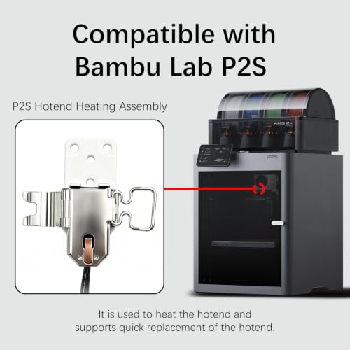 for Bambu Lab P2S Hotend Heating Assembly Kit,No Filament Jam, Ceramic Zirconia Heat Insulation Base, 2300°C Temp Resistant, Wear-Resistant P2S Hot End Heating Component for Bambu P2S 3D Printer - color: Upgrade for Bambu P2S