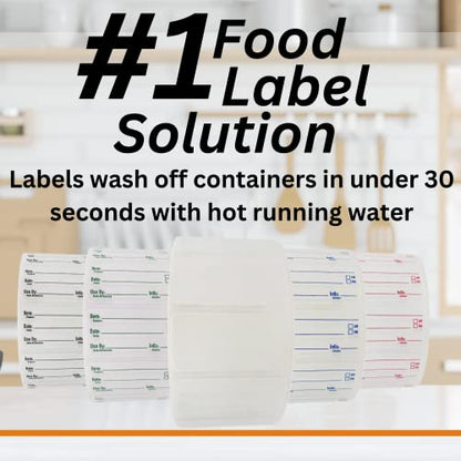 2x1 Dissolvable Food Labels, 500 Food Container Stickers, Black - color: Black, size: 500