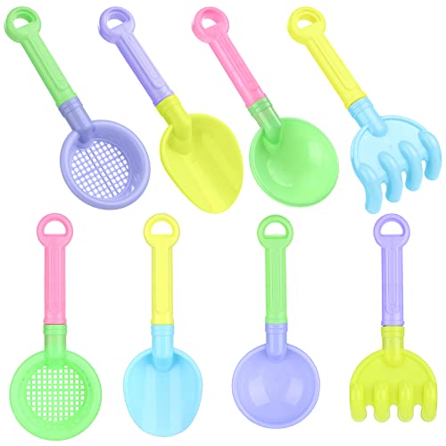 Skylety 8 Pcs Sand Shovels for Kids Beach Toys Plastic Rake Sifter None - style: Cute Style