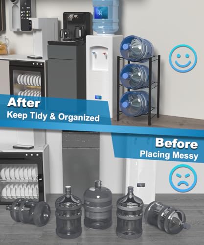 Mocomax 5 Gallon Water Jug Rack - 3 Tier Detachable Bottle Holder Storage Organizer Shelf, Heavy Duty Dispenser Stand for Kitchen, Office, Home, Black - style: 3-Tier