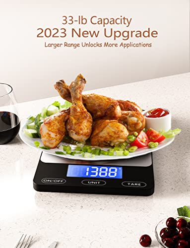 Food Scale -33lb Digital Kitchen Scale for Food Ounces Grams Rechargeable - size: Medium