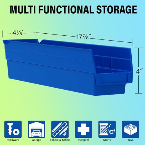 Akro-Mils 30128 Plastic Nesting Shelf Bin Box, (18-Inch x 4-Inch x 4-Inch), Clear, (12-Pack) - color: Clear