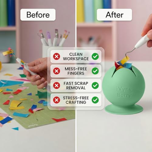 iVyne Berry Suctioned Vinyl Weeding Scrap Collector | Versatile Multi-Surface Suction & Anti-Spill Vinyl Scrap Collector w/Soft and Flexible Silicone to Protect your Weeding Tools | Green, 1 Pack - color: Green