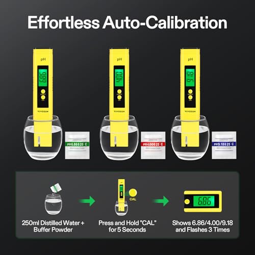 VIVOSUN Digital pH Meter 0.01 Accuracy Pen Tester for Water Hydroponics - color: Yellow