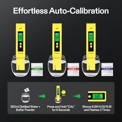 VIVOSUN Digital pH Meter 0.01 Accuracy Pen Tester for Water Hydroponics - color: Yellow