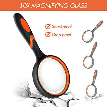 Leffis 2 Pack 10X Magnifying Glass for Seniors & Kids - color: 2 Pack(green/Orange)