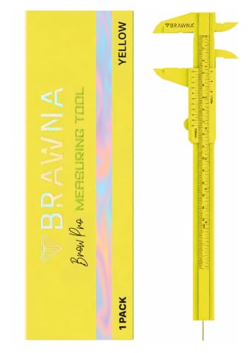 BRAWNA Brow Pro Eyebrow Caliper Ruler for PMU, Neon Yellow
