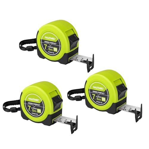 HAUTMEC Tape Measure 25ft with Fractions 1/8 – Dual Scale Metric & Imperial Measuring Tape Retractable – Compact Economical for Home DIY Renovations Crafting Quick Fixes HT0325-3PC - color: 25ft-3pc