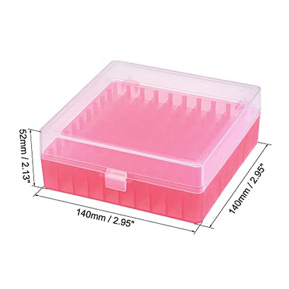 uxcell Centrifuge Tube Freezer Storage Box 100 Places Waterproof Polypropylene Lockable Cryogenic Holder Rack for 1.5/1.8/2ml Microcentrifuge Tubes Vials Samples, Red - color: Red