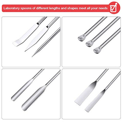 Boao 10 Pcs Stainless Steel Lab Spatulas Double Ended Sampling Scoop