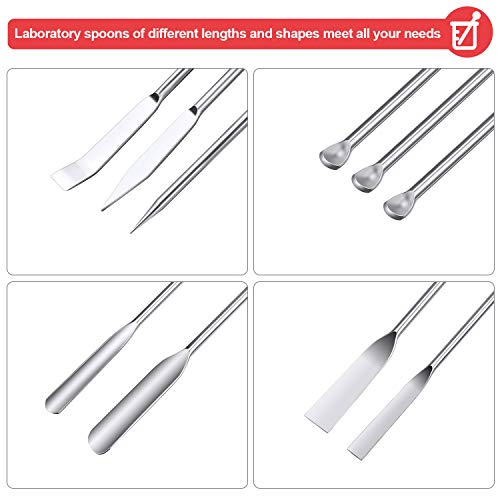 Boao 10 Pcs Stainless Steel Lab Spatulas Double Ended Sampling Scoop