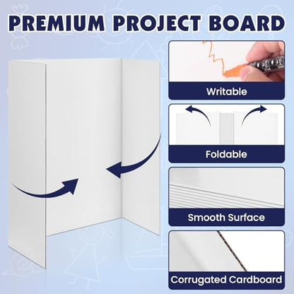 30 Pack White Trifold Poster Board, 16in x 24in Corrugated Project Board - size: 16''x24''-30P