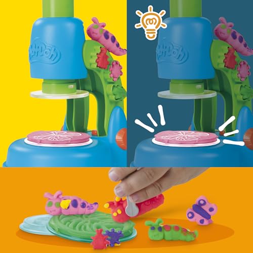 Play-Doh Light & Look Microscope for Kids, Electronic Preschool Toys for Girls & Boys, 9 Accessories & 5 Colors, Back to School Gifts, Ages 3+