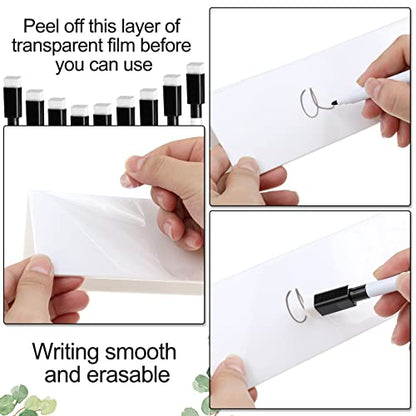 30 Sets Dry Erase Name Tent Cards 8.7 x 2.8 x 1.9 Inch Reusable Name Plate