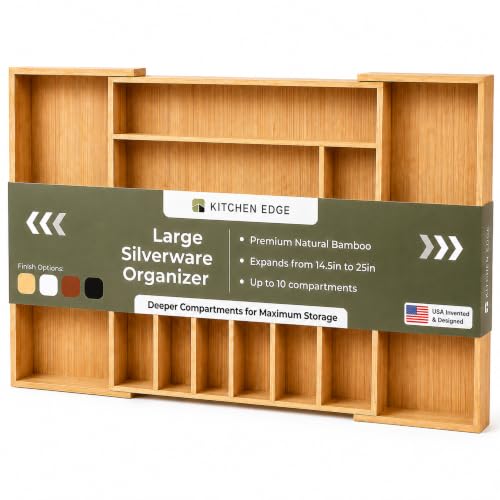 KitchenEdge Silverware & Utensil Organizer | Natural Bamboo, 14-25 In - color: Natural Bamboo, size: From 14.5" to 25" Wide
