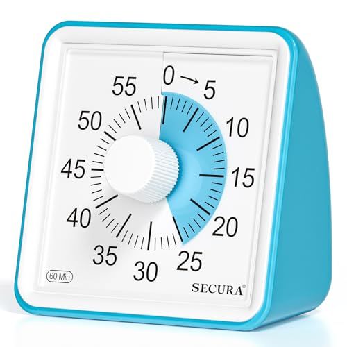 Secura Visual Timer for Kids, 60 Minute Classroom Countdown Timer for Study - color: Blue & Blue