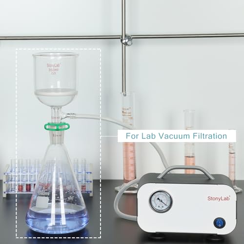 stonylab Buchner Funnel & Flask Set, 350 ml Glass Funnel with 1L Erlenmeyer Flask and Silicone Tubing for Lab Use