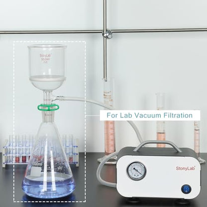 stonylab Buchner Funnel & Flask Set, 350 ml Glass Funnel with 1L Erlenmeyer Flask and Silicone Tubing for Lab Use