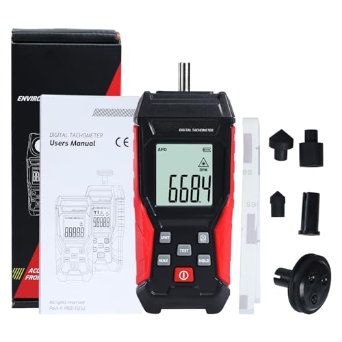 Digital Tachometer 2-in-1 Non-Contact Laser Photo Tachometer 3~99,999RPM & Contact RPM Meter Gauge 3~19,999RPM Handheld RPM Tachometer Tester with Contact Probes for Line Speed and Motor RPMs Testing - color: Tachometer