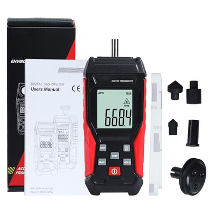 Digital Tachometer 2-in-1 Non-Contact Laser Photo Tachometer 3~99,999RPM & Contact RPM Meter Gauge 3~19,999RPM Handheld RPM Tachometer Tester with Contact Probes for Line Speed and Motor RPMs Testing - color: Tachometer