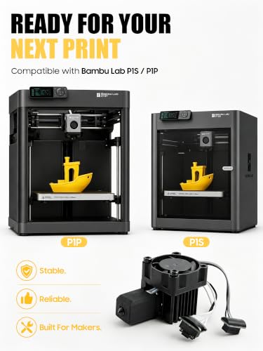 P1P P1S Hotend Complete Kit for Bambu Lab, Hardened Steel Nozzle Assembly Replacement with Ceramic Heater & Fan, 0.2mm 0.4mm 0.6mm Nozzles, High Temperature Hot End Upgrade for 3D Printer - color: Gray
