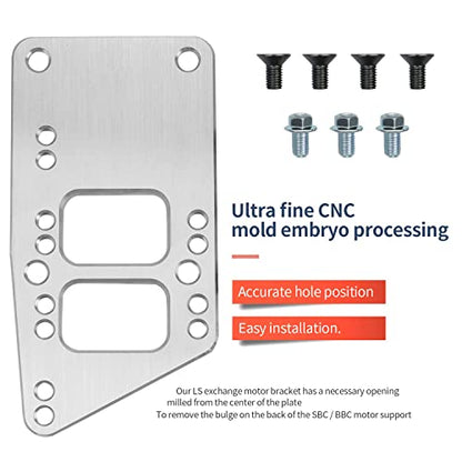for LS Swap Motor Mounts Adapter Plates - LS Conversion Adjustable Universal Swap Bracket Small Block Kit for LS Engine, LS1 LS3 LS2 LQ4 LQ9 LS6 L92 L99 L33 LR4 Billet Aluminum