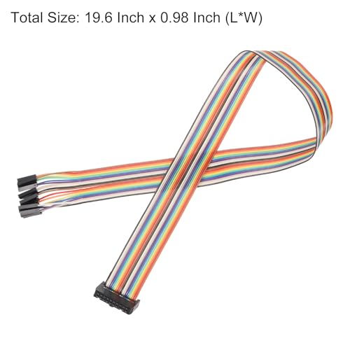 MECCANIXITY 1 Pcs IDC Rainbow Wire Flat Ribbon Cable FC-Female to 20P 19.6 Inch Length 2.54mm Pitch Breadboard Jumper Wires for Electronic Projects - size: 19.6 Inch, style: 20 Pin