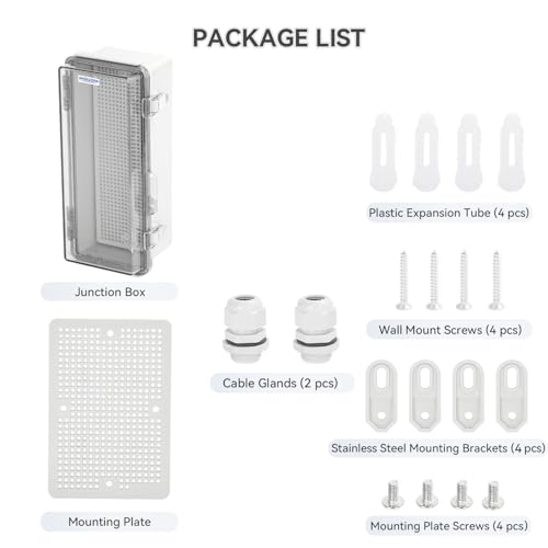 Mollom Transparent Cover Outdoor Junction Box (10.2x4.3x3.9In) - size: 10.2x4.3x3.9"
