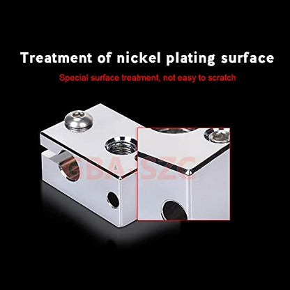 PT100 V6 Plated Copper Heater Block 1PC with Silicone Sock for Titan Aero Extruder,V6 Hotend,V6 heatbreak,Prusa i3 MK3/MK3S hotend.(1 PC) - color: Heatblock-V6 1PC