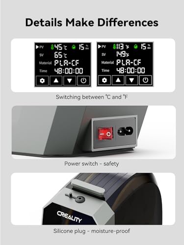 Creality Space Pi Filament Dryer Box, Double 360° Heating with Fan & Touch Screen, 3D Printer Dry Box for PLA PETG ABS TPU Nylon (1.75/2.85/3mm) - size: Creality Space Pi