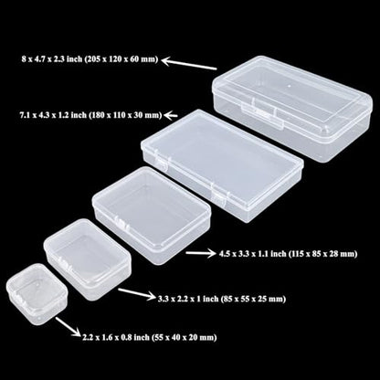 42 Pack Rectangular Clear Plastic Storage Containers - size: 5 Sizes