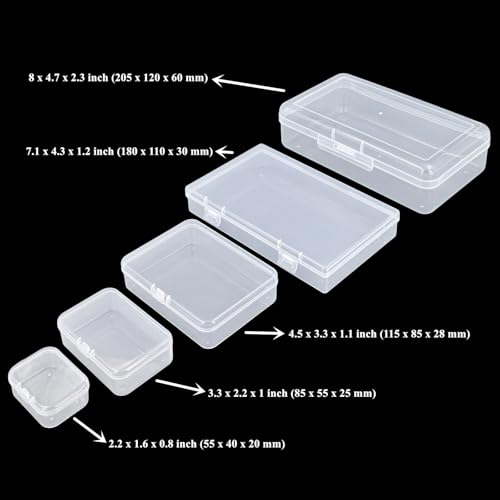 42 Pack Rectangular Clear Plastic Storage Containers - size: 5 Sizes