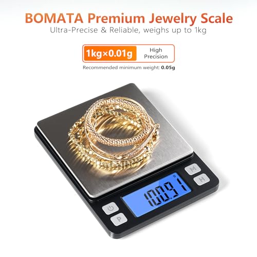 BOMATA Digital Jewelry Scale, 1000g×0.01g High Precision Gram Scale - color: Black