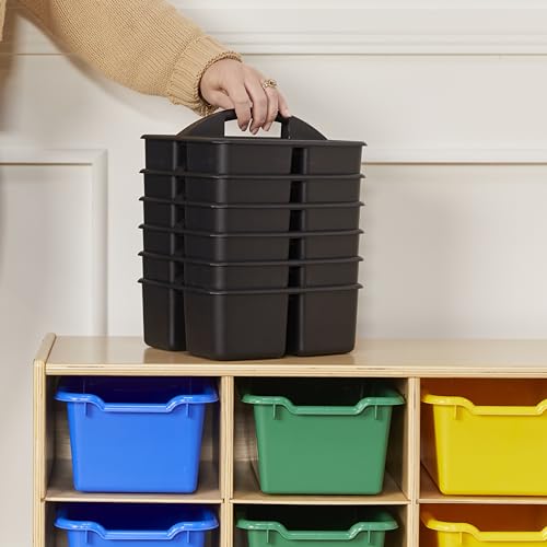 ECR4Kids 3-Compartment Small Storage Caddy Organizer, 6-Pack, Black - color: Black