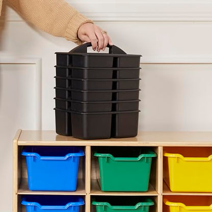 ECR4Kids 3-Compartment Small Storage Caddy Organizer, 6-Pack, Black - color: Black