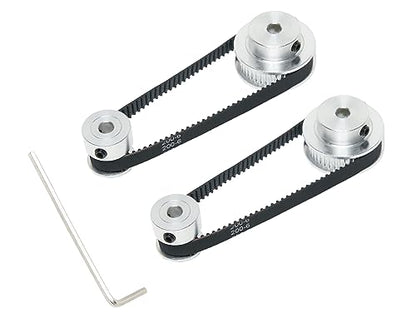 2PCS Set 2GT Aluminum Timing Pulley 20&40 Teeth 6.35mm Bore Synchronous Wheel with 2PCS Length 200mm Width 6mm Belt (20-40T-6.35B-6) - size: 6.35MM Bore, style: 20-40T-6.35B-6MM