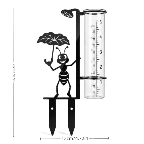 Ant Rain Gauge Outdoor Decorative Metal Garden Stake - color: Black-Ant