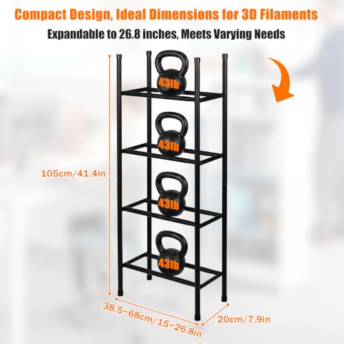 4-Tier 3D Printer Filament Storage Rack, Expandable Spool Organizer - size: 4-Tier