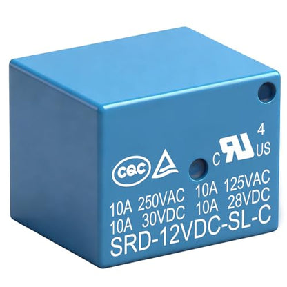 25Pcs PCB Power Relay SRD-12VDC-SL-C, DC 12V Coil, 10A 250VAC, SPDT, 5 Pin, for Household Appliance Boards (25) - size: 12VDC