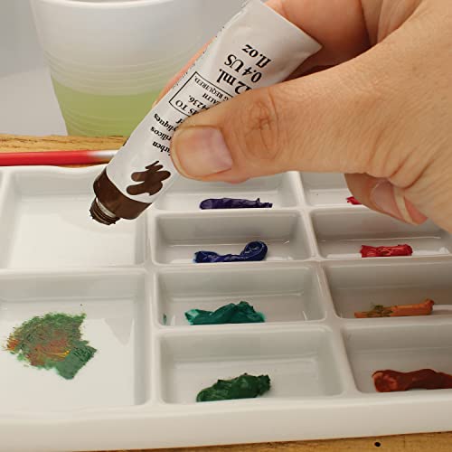 The Beadsmith Ceramic Mixing Palette – Rectangle Design Paint Holder – Arts and Crafts Accessories Organizer – 7.5' x 4.1' x .6” – 14 Compartments, (1 Palette) - size: 1 Palette - 7.5" x 4.1" x .6"