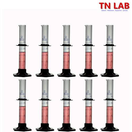 TN Lab 25ml Graduated Measuring Cylinder Borosilicate Glass with Plastic Base 25 ml 10-Pack
