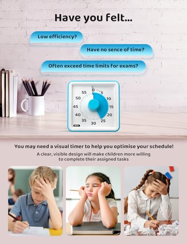 LIORQUE Visual Timer for Kids, 60 Minute Countdown Timer, Dark Blue - color: Dark Blue