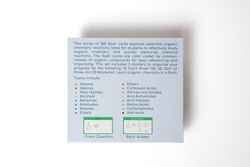 The Must Have Organic Chemistry Flashcards: 300 Color Coded Organic Chemistry Reactions Including Alcohols, Alkenes, Carboxylic Acids, Esters, Amides, Benzenes, Ketones, Amino Acids, and More